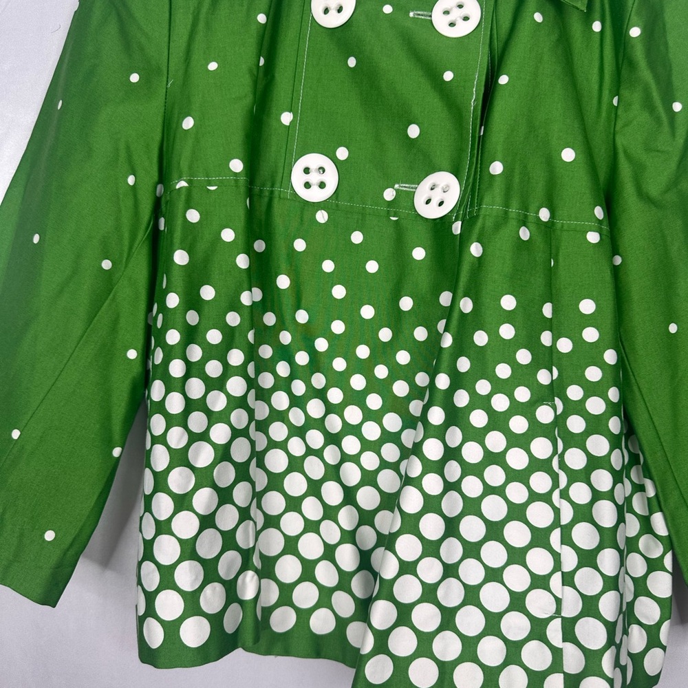 Dressbarn Vibrant Green Polka Dot Crop Coat Size L - Picture 5 of 11